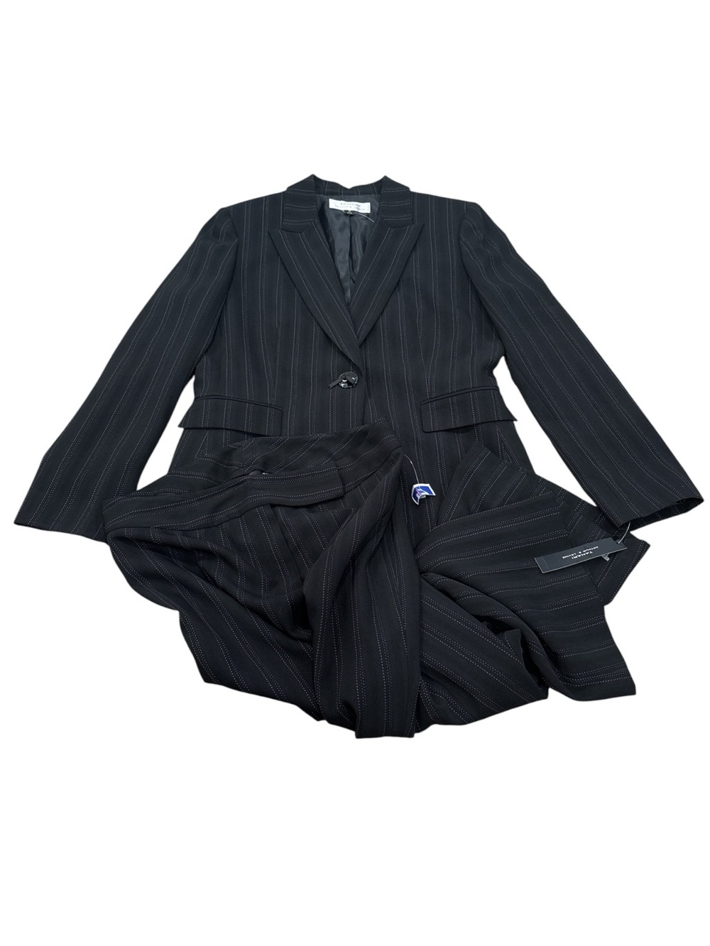Tahari Arthur S Levine Pinstripe Black White Suit Jacket & Trousers NEW 12 $209